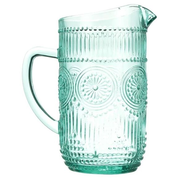 🦋 New Pioneer Woman Adeline Turquoise Blue Glass 54 oz Water Pitcher - Picture 8 of 12